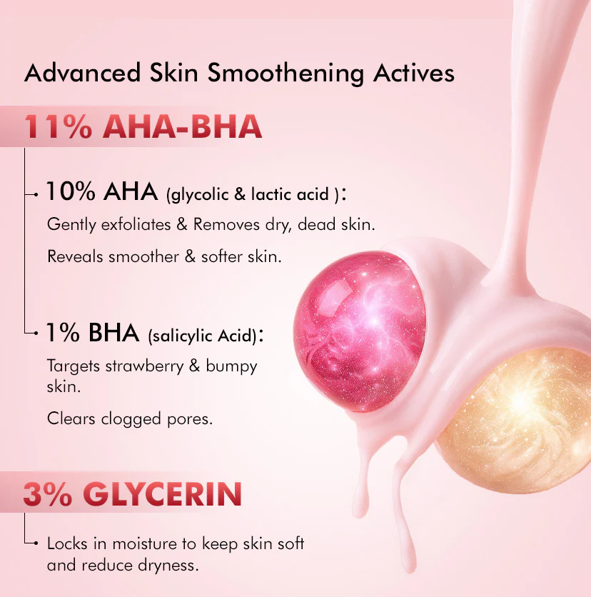 11% AHA BHA Strawberry Body Lotion for Skin Smoothening - Image 3