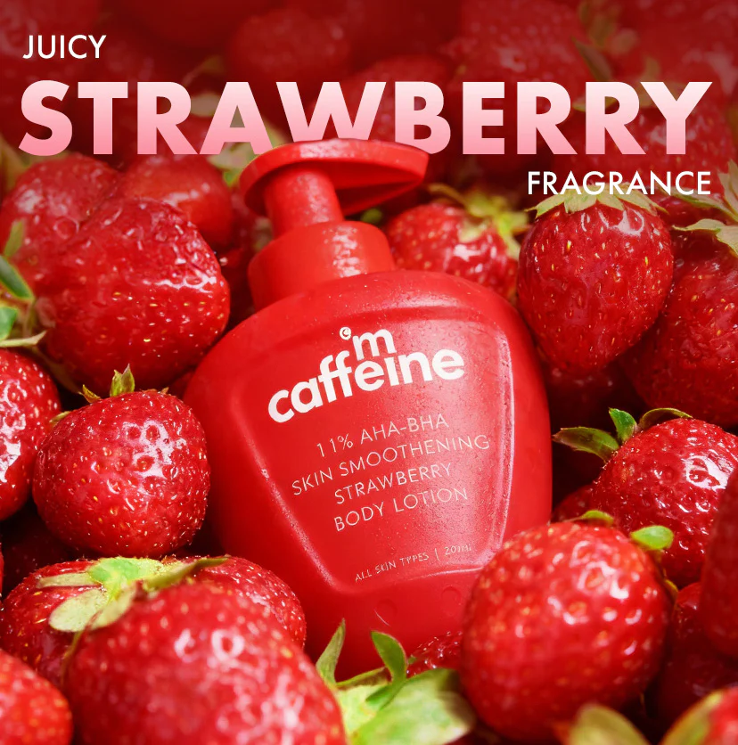 11% AHA BHA Strawberry Body Lotion for Skin Smoothening - Image 5