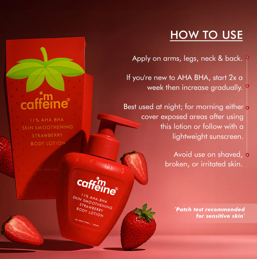 11% AHA BHA Strawberry Body Lotion for Skin Smoothening - Image 9