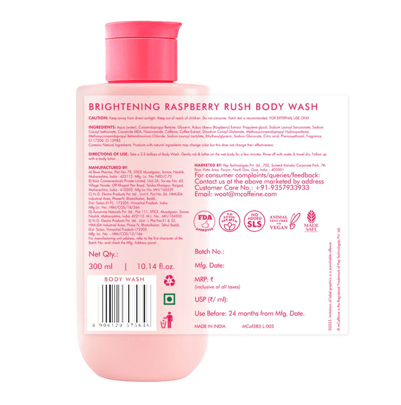 Brightening Body Wash | 5% Niacinamide & Raspberry Extracts (300ml) - Image 8