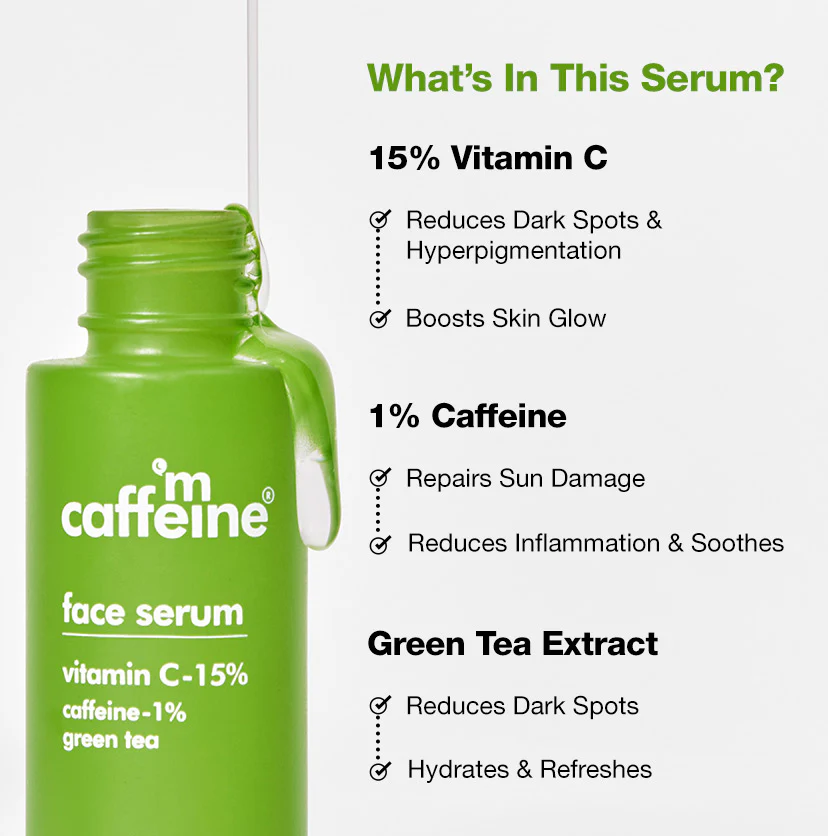 Green Tea & 15% Vitamin C Face Serum - 30 ml - Image 5