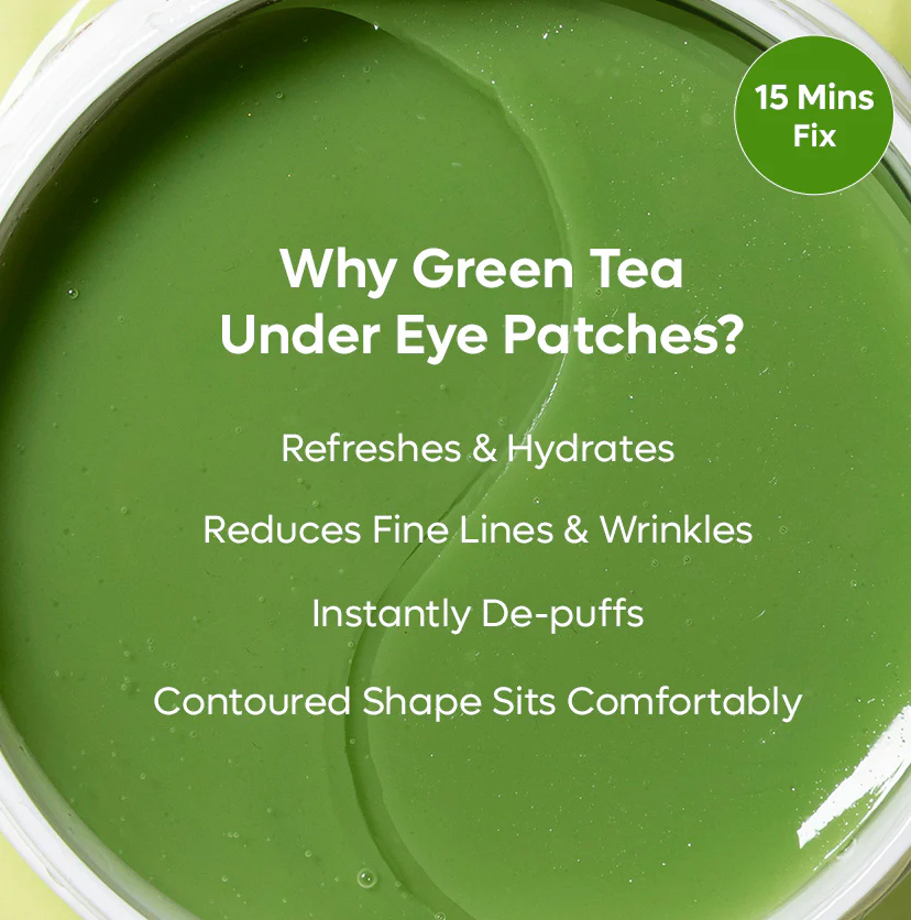 Green Tea Hydrogel Under Eye Patches with 1% Caffeine (15 Pairs) - Image 3