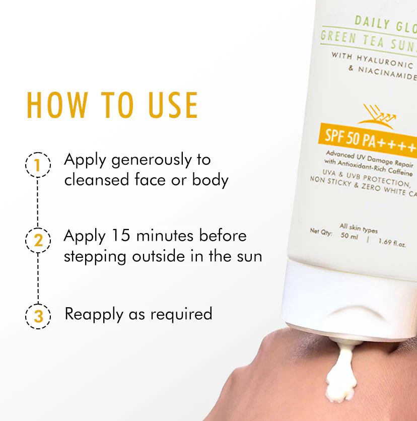 Green Tea Sunscreen SPF 50 PA++++ with Niacinamide - 50 ml - Image 6