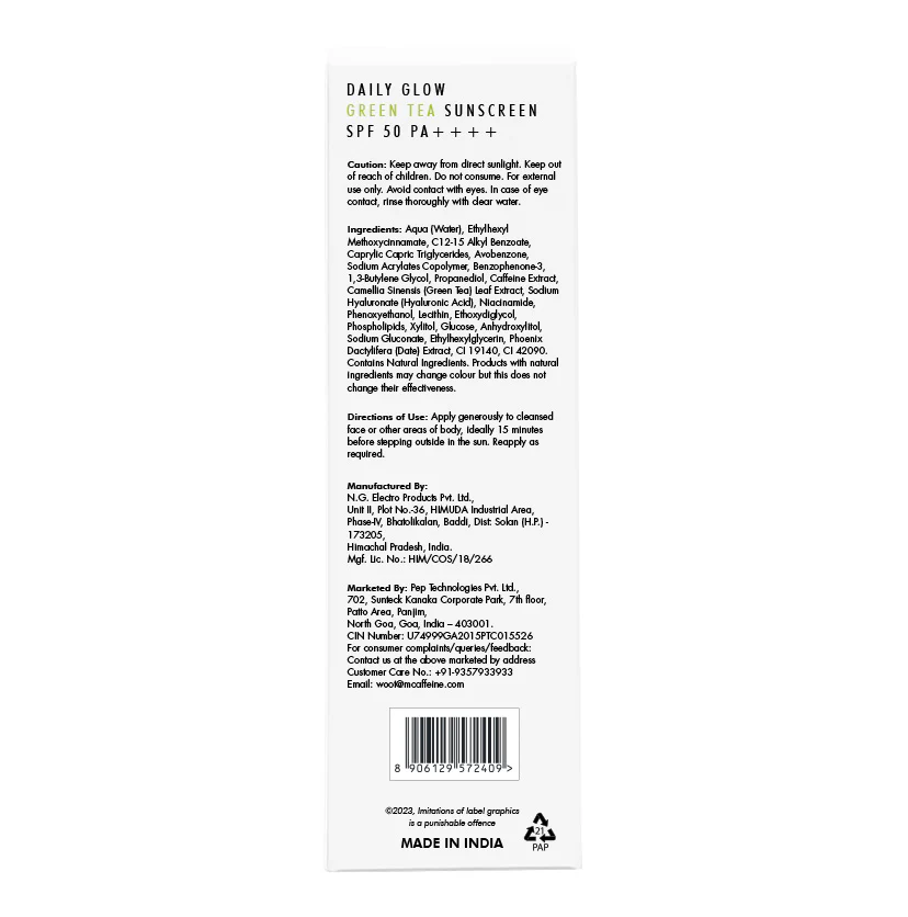 Green Tea Sunscreen SPF 50 PA++++ with Niacinamide - 50 ml - Image 8