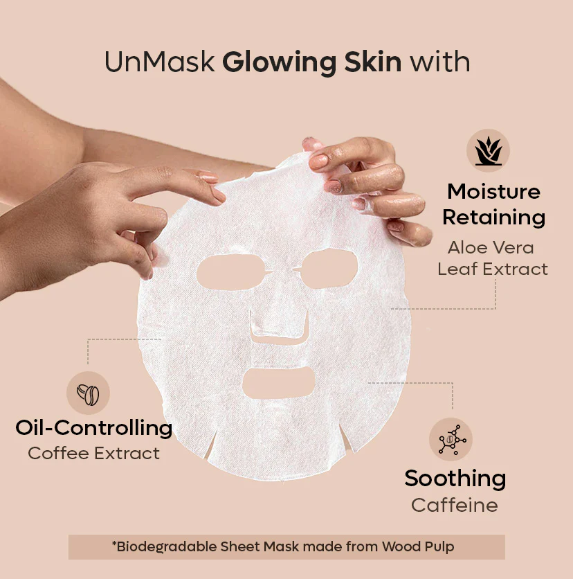 Hyaluronic Acid Coffee Sheet Mask for Hydration Burst - 20g - Image 4